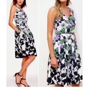 Talbots Oprah Magazine Collection Dress Sz 14 W Floral Fit & Flare Purple Knee